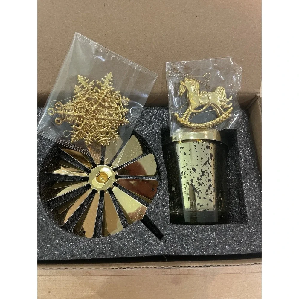 Carousel Horse Snowflake Spinning CandleHolder Spins By Heat Gold Tone Tea Light